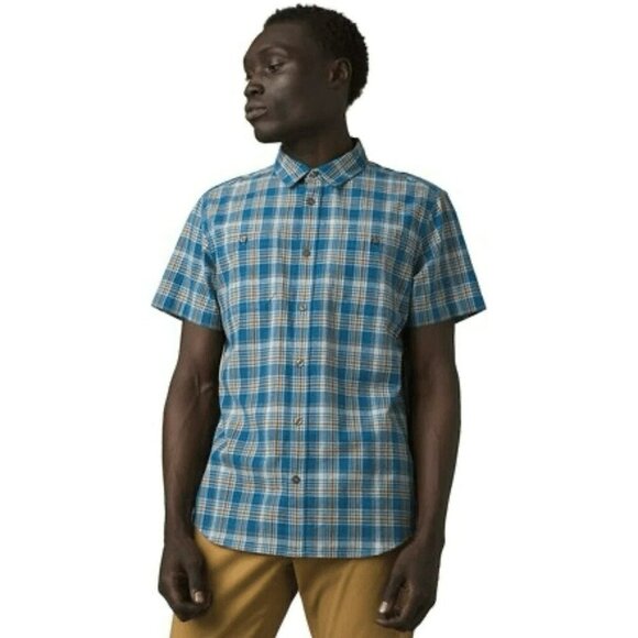 Prana Watchman Men's XXL Plaid Short Sleeve Button Up Shirt - Picture 2 of 7